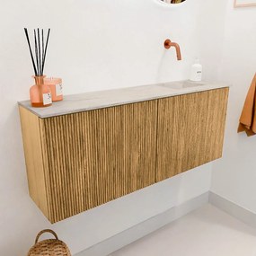 Mondiaz Joya DLux 100cm toiletmeubel oak met wastafel faye rechts zonder kraangat ostra