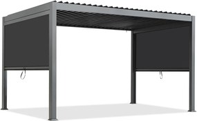Lagos 3x4 vrijstaande terraspergola met 3m Garden Point antraciet zijrolluiken