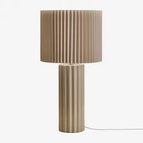 Tafellamp In Keramiek En Marvila-stof Beige – Crème & ↑60 Cm - Sklum