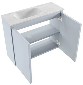 Mondiaz Ture DLux toiletmeubel 60cm clay met wastafel opalo links met kraangat