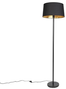 Smart vloerlamp zwart met zwarte kap 45 cm incl. Wifi A60 - Simplo