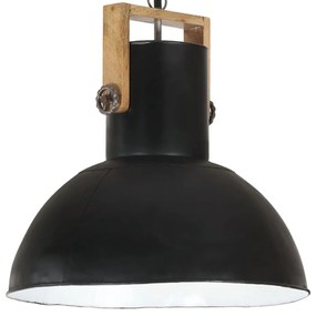 vidaXL Hanglamp industrieel rond 25 W E27 52 cm mangohout zwart