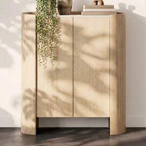 Wandkast Eiken Met Wit Marmer - 120x40x140cm.