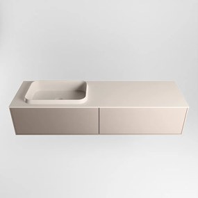 Mondiaz Erin 150cm badmeubel Smoke met 2 lades en beige wastafel links zonder kraangaten