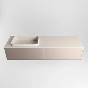 Mondiaz Erin 150cm badmeubel Smoke met 2 lades en beige wastafel links zonder kraangaten