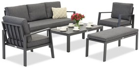 Zakintos Coffee 5 aluminium set met bankje antraciet Garden Point
