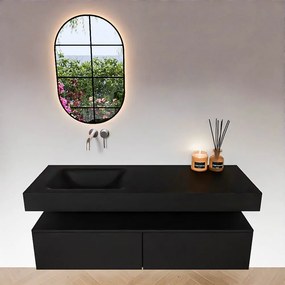 Zaro Alan badmeubel 140cm urban 2 lades met vrijhangende wastafel cloud links zonder kraangat urban