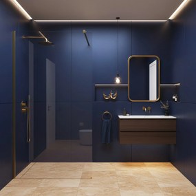 Walk-in douchewand Rea Flexi Transparent / Brush Gold 130