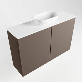 Mondiaz Fowy toiletmeubel 80cm smoke met witte waskom midden en kraangat