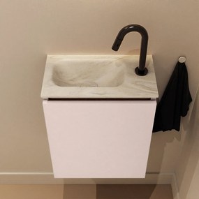 Mondiaz Ture DLux toiletmeubel 40cm rosee met wastafel ostra links met kraangat