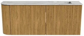 Mondiaz Joya DLux 100cm toiletmeubel ronding links oak met wastafel faye rechts zonder kraangat glace