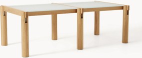 Eettafel Rory van eikenhout met glazen tafelblad, in verschillende formaten