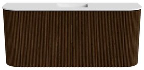 Mondiaz Joya 95cm toiletmeubel ronding links/rechts walnut met wastafel faye midden zonder kraangat talc
