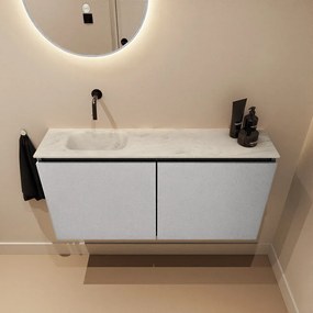 Mondiaz Ture DLux toiletmeubel 100cm plata met wastafel opalo links zonder kraangat