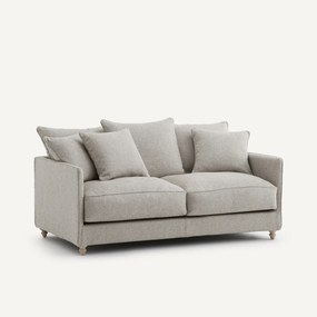 Compacte slaapbank in viscose met structuur en linnen, LAZARE