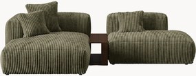 Modulaire hoekbank Martina met bijzettafel met corduroy look