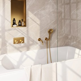 Brauer Stripe inbouw badkraan met drukknoppen en 3 standen handdouche messing geborsteld PVD