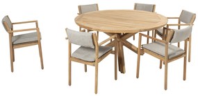 Prado Levi dining tuinset 7 delig 160 cm rond teak 4 Seasons Outdoor