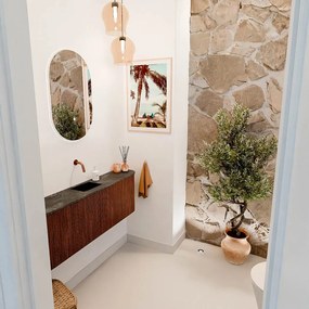 Mondiaz Joya DLux 125cm toiletmeubel ronding links/rechts ruby met wastafel faye midden zonder kraangat lava