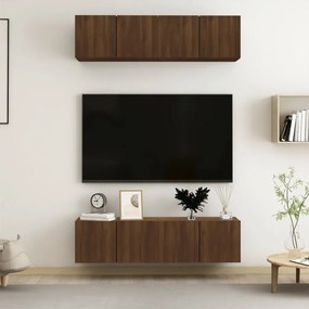 vidaXL Tv-meubelen 4 st 60x30x30 cm bewerkt hout bruineikenkleurig