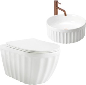 Set: Hangend toilet + Opbouw wastafel Rea Duo White