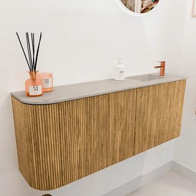 Mondiaz Joya DLux 100cm toiletmeubel ronding links oak met wastafel faye rechts 1 kraangat opalo