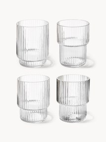 Mondgeblazen waterglazen Ripple met groefreliëf, 4 stuks