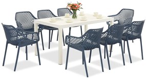King/Aria tuinset wit en blauw voor 8 personen Bica