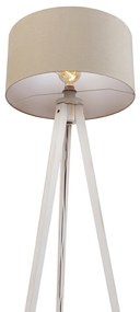 Vloerlamp tripod wit met stoffen kap lichtbruin 50cm - Tripod Classic Landelijk, Modern E27 rond Binnenverlichting Lamp