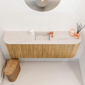 Mondiaz Joya DLux 115cm toiletmeubel ronding links/rechts oak met wastafel faye midden 1 kraangat meli