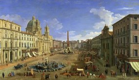 (1697-1768) Canaletto - Kunstdruk View of the Piazza Navona, Rome, (40 x 22.5 cm)