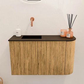 Mondiaz Joya 70cm toiletmeubel ronding rechts oak met wastafel faye links zonder kraangat urban