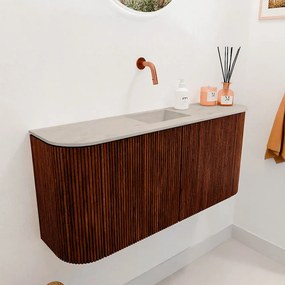 Mondiaz Joya DLux 95cm toiletmeubel ronding links/rechts ruby met wastafel faye midden zonder kraangat opalo