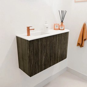 Mondiaz Joya 70cm toiletmeubel ronding rechts shadow met wastafel faye links 1 kraangat talc