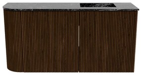 Mondiaz Joya DLux 80cm toiletmeubel ronding links walnut met wastafel faye rechts zonder kraangat lava