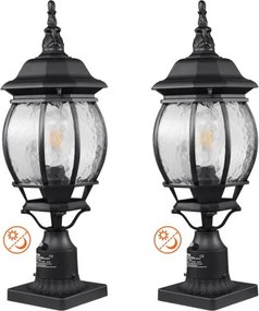 VEVOR 2-pack schemer-tot-zonsopgang buitenlantaarnpalen, 530 mm, waterdichte lantaarnpaalpalen met 3,5 inch glazen kap op de paalbevestiging, bliksembestendige buitenlantaarnpaal voor op terras en tuinpad