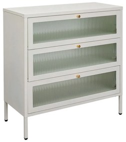 Kare Design Naxos Klepdeuren Kast Off White Met Ribbelglas - 85x35x80cm.