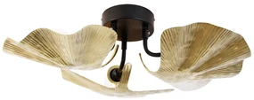 Oosterse plafondlamp messing met zwart 3-lichts - LoukaOosters E27 Binnenverlichting Lamp