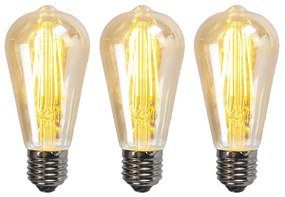 Set van 3 E27 dimbare LED lampen ST64 goud 5W 450 lm 2200K