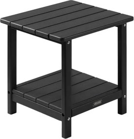 VEVOR Kunststof bijzettafel, 45 x 38 x 44 cm, HDPE tuintafel, balkontafel met 2 planken, nachtkastje, salontafel, decoratieve tafel, geschikt voor terras, zwembad, strand, veranda, tuin, zwart