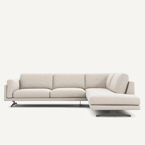 Hoekbank met longchair in gemêleerd canvas, CÉSAR