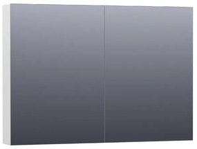 BRAUER Plain Spiegelkast - 100x70x15cm - 2 links/rechtsdraaiende spiegeldeuren - MDF - hoogglans wit SK-PL100HW