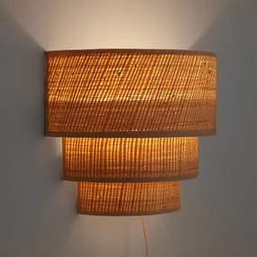 Drievoudige wandlamp in raffia, Dolkie