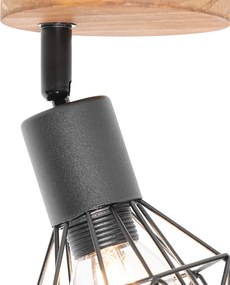 Industriële spot zwart met hout draai- en kantelbaar - Mosh