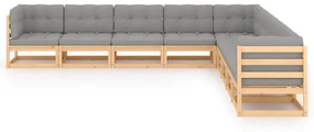 vidaXL 9-delige Loungeset met kussens massief grenenhout