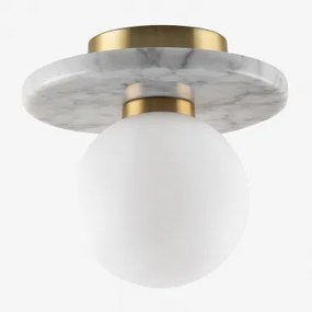 Ronde Plafondlamp Ø20 Cm Van Marmer En Glas Eustace Marmer - Sklum