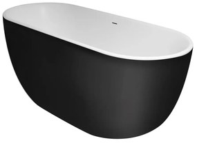 Xenz Humberto vrijstaand bad solid surface 170x70x65cm zwart/wit