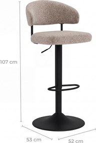 Mazzoni IRIS Latte Beige (stof Monza 60)/zwarte poot - GESTOFFEERDE BARKRUK VOOR KEUKEN/BAR