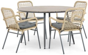 Tuinset Ronde Tuintafel 4 personen 125 cm Aluminium/Rope Taupe  De Laan Projects