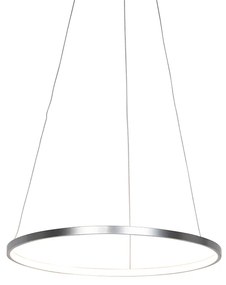 QAZQA Eettafel / Eetkamer Moderne ring hanglamp zilver 60 cm incl. LED - Anella Modern rond Binnenverlichting Lamp